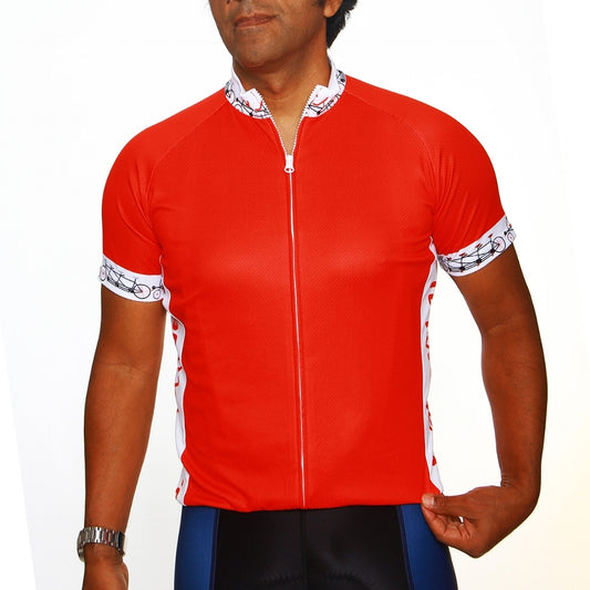 Men's Red Bikes Short Sleeve Jersey